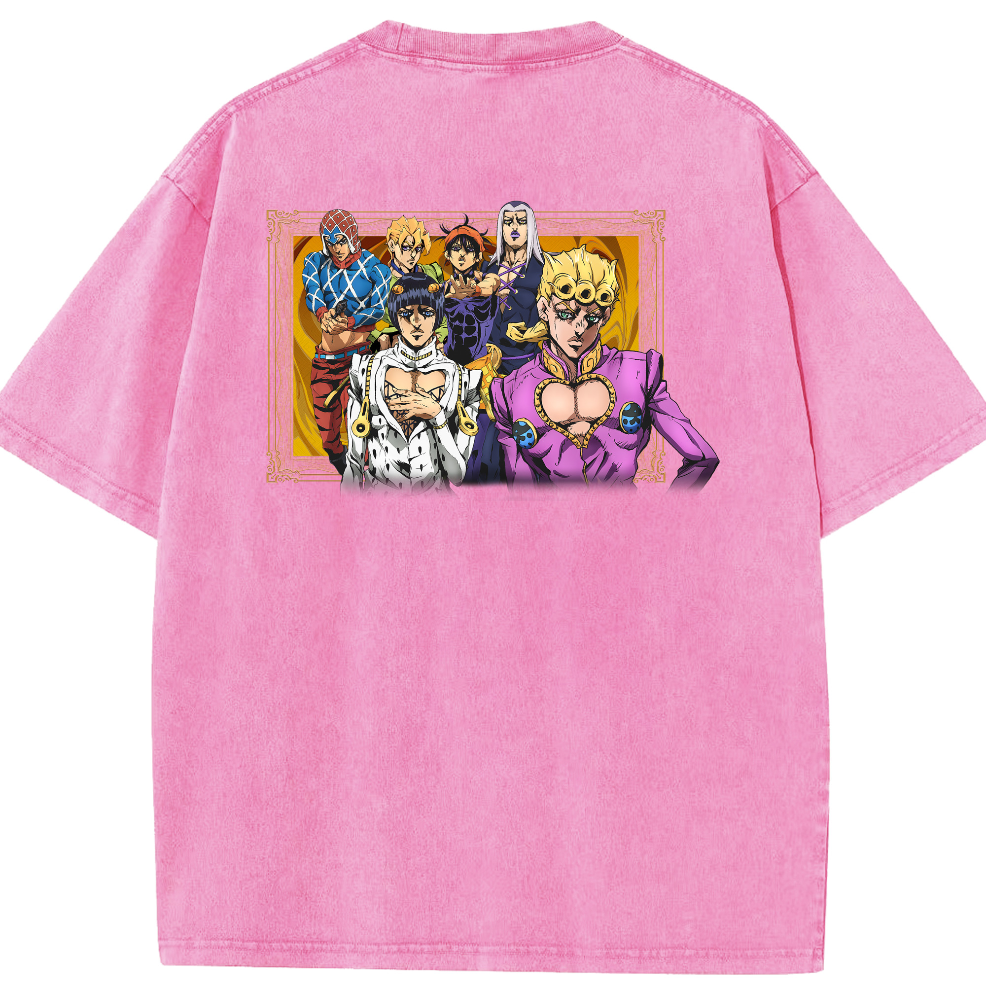（画像用） ジョジョの奇妙な冒険 ジョルノ?ジョバァーナ JoJo's Bizarre Adventure Giorno Giovanna 綿100% ヴィンテージ風 半袖Tシャツ（背面プリント）